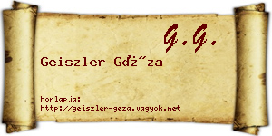Geiszler Géza névjegykártya